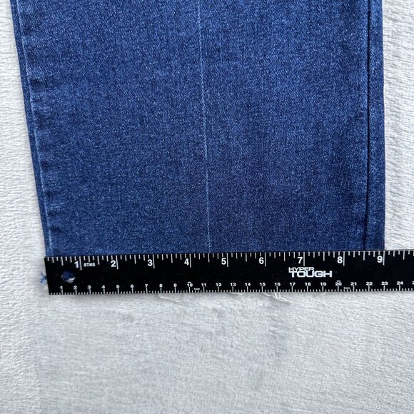 Evidence Wide Leg Jeans Raw Hem Stone Wash Mid Rise Womens Blue Size 40 - Picture 9 of 10